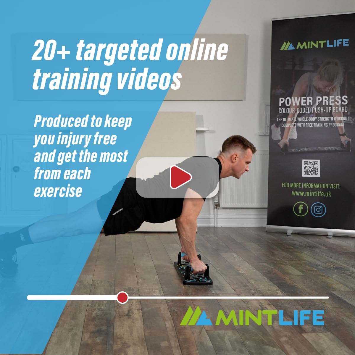 © Pushup Board for Men & Women + FREE 30-Week Training Program - Portable Press up Board for Home & Travel + Board Provide a Complete Whole Body Workout System Suitable for All Fitness Levels.