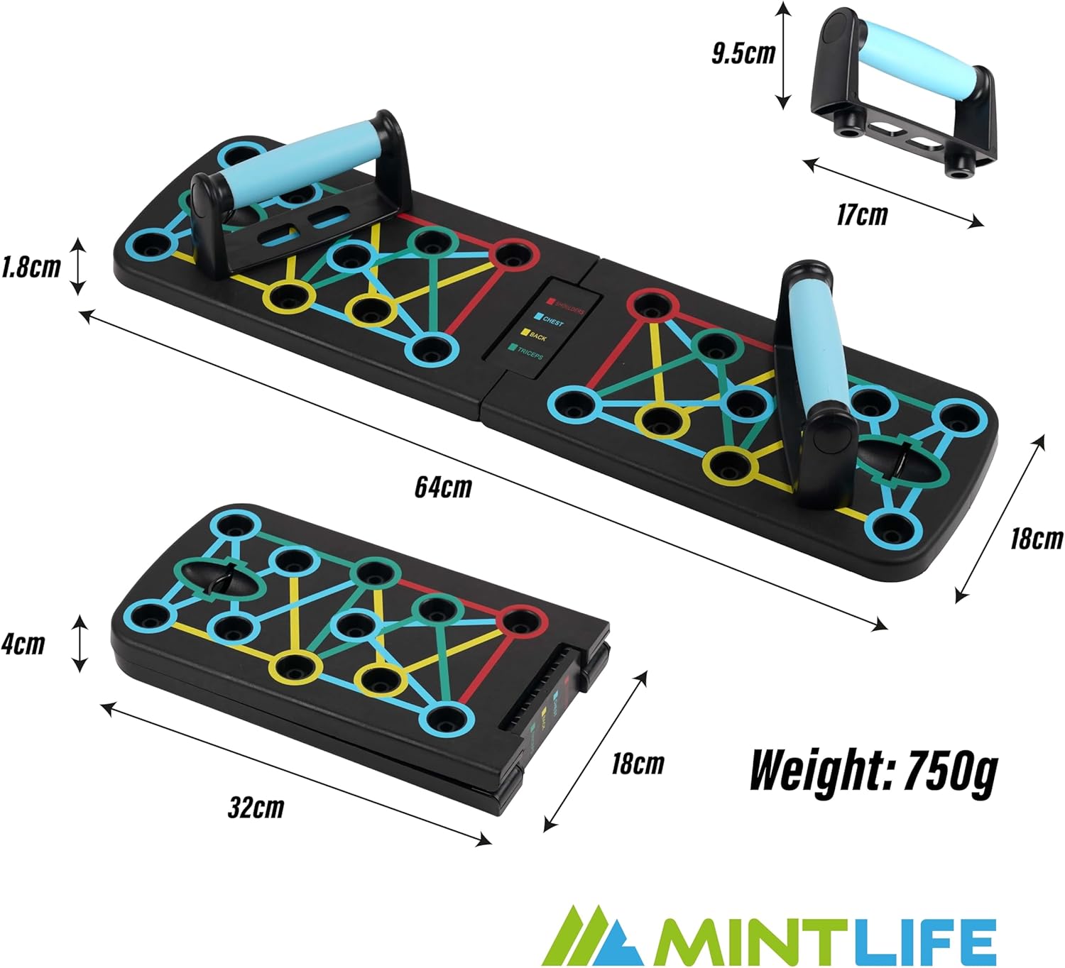 © Pushup Board for Men & Women + FREE 30-Week Training Program - Portable Press up Board for Home & Travel + Board Provide a Complete Whole Body Workout System Suitable for All Fitness Levels.