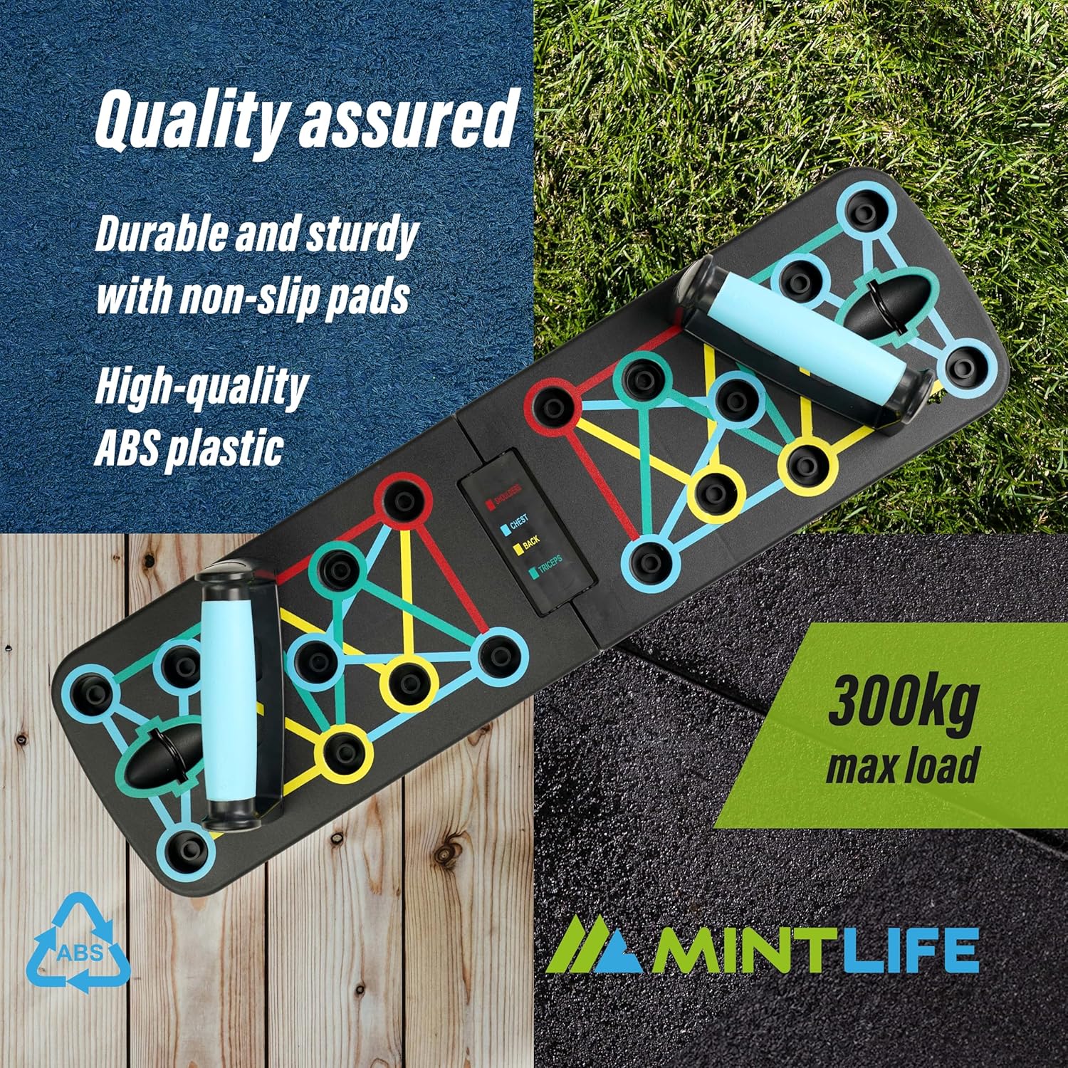 © Pushup Board for Men & Women + FREE 30-Week Training Program - Portable Press up Board for Home & Travel + Board Provide a Complete Whole Body Workout System Suitable for All Fitness Levels.